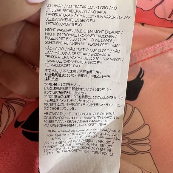 P.A.R.O.S.H. Womens Feminine Floral Pink Button Up Short Sleeve Silk Blouse Sz L - Picture 15 of 15